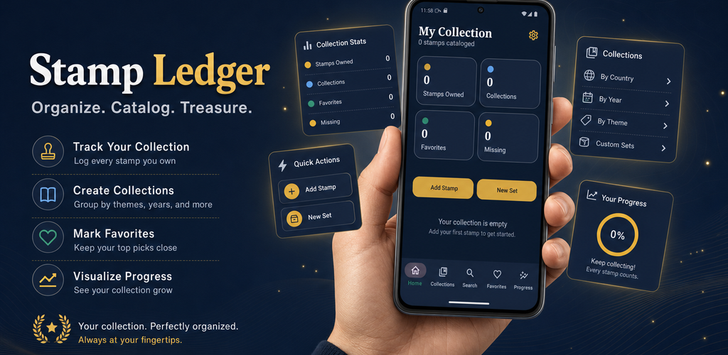 Stamp Ledger app preview banner